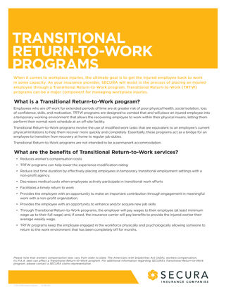 Transitional Return-to-Work Programs
